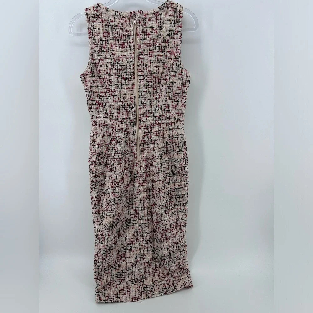 NWT En Saison Everleigh Midi Tweed Dress Beige Burgundy Size S - Picture 8 of 13